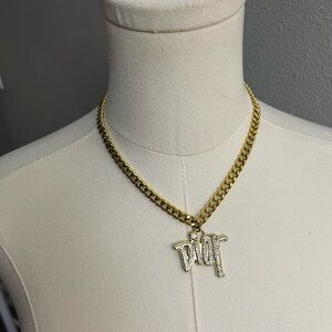 Dior Gold-Tone Necklace with Sparkling Pendant